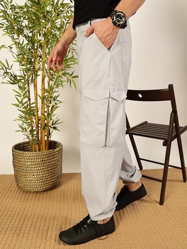 Image of Thomas Scott Men's | Solid | Light Weight | Breathable Fabric | Ribbed Bottoms | Mid Rise | Loose Fit | 100% Cotton | Button Waist | Chino Trouser | Pants