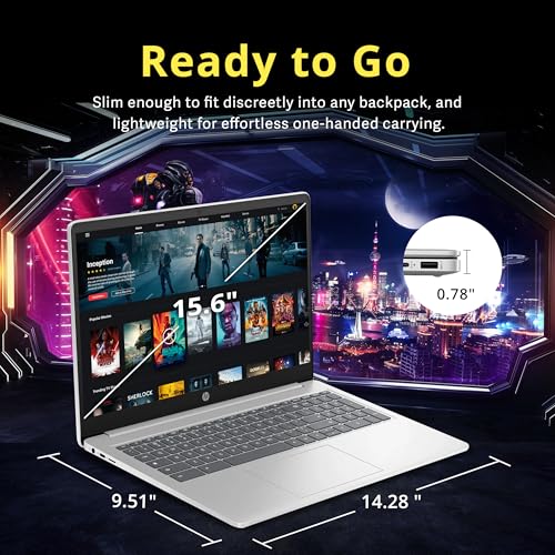 Image of HP 15.6 inch HD Anti-Glare Chromebook Laptop, Intel Pentium N200, 8GB LPDDR5, 64GB eMMC, Intel UHD Graphics, Num Pad, 720p Camera, Wi-Fi 6, Chrome OS, Silver (Renewed)