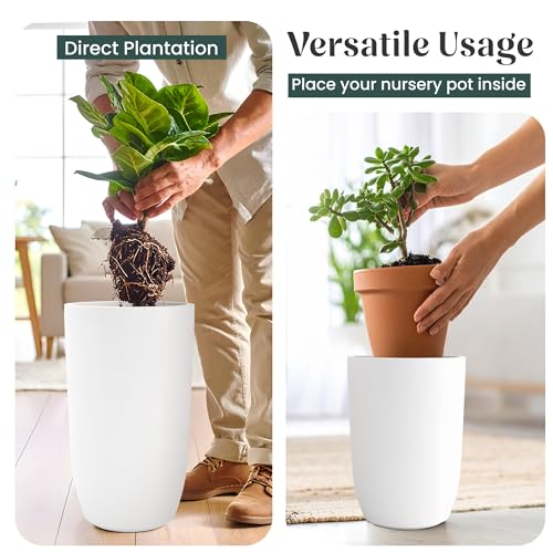 Image of YUCCABE ITALIA FOXB TPC 18 INCH Pots for Plants Highly Durable Polymers Lightweight Indoor Outdoor Plant Pots, Flower Pot Gamla Tree Planter Container Planters for Living Room, Balcony, Garden