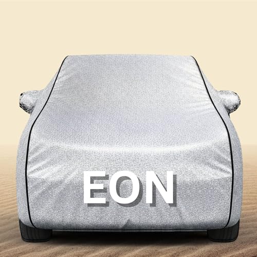 Image of 100% Waterproof EON Car Cover Heavy Duty - Premium Polyester Car Body Cover, All Weather Outdoor Protection, UV Resistant, Dustproof, Windproof, Heat Resistant, Scratch Resistant (Silver)