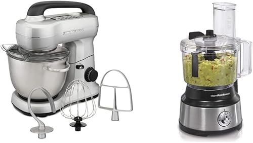 Hamilton Beach Batidora eléctrica de soporte 4 cuartos de galón procesador de alimentos y picadora de verduras para rebanar triturar picar y hacer