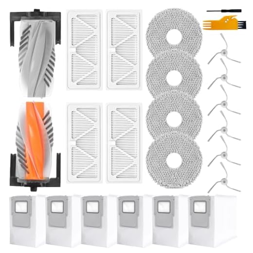 23-teilige Ersatzteile für DJI ROMO S/ROMO A/ROMO P Saugroboter, Zubehör-Sets enthalten 1 Hauptbürste, 6 Staubsaugerbeutel, 4 Filter, 4 Wischpads, 6 Seitenbürsten, 2 Reinigungsbürsten