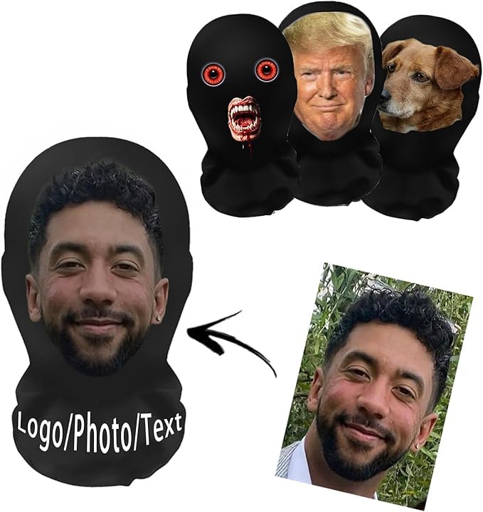 Personalized Face Mask Add Your Photo Face Custom Halloween Mask Reusable Custom Bandana Ready to Wear Photo Face Masks kits for Hen, Stag, Birthday Party (A)