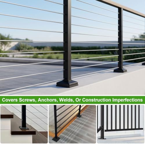 Image of Plastic Lower Post Base Cover, Decorative Square Railing Base Trim, Durable Fence Post Flange Skirt for Patio, Porch, Stair, and Railing Systems (24pack, Fit 1.25'' Post)