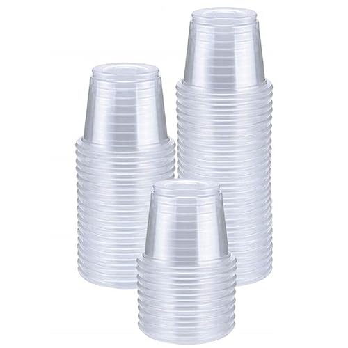 400 vasos de chupito de plástico desechables de 1 oz, vasos pequeños transparentes, tazas de condimento para salsa, inmersión, muestras