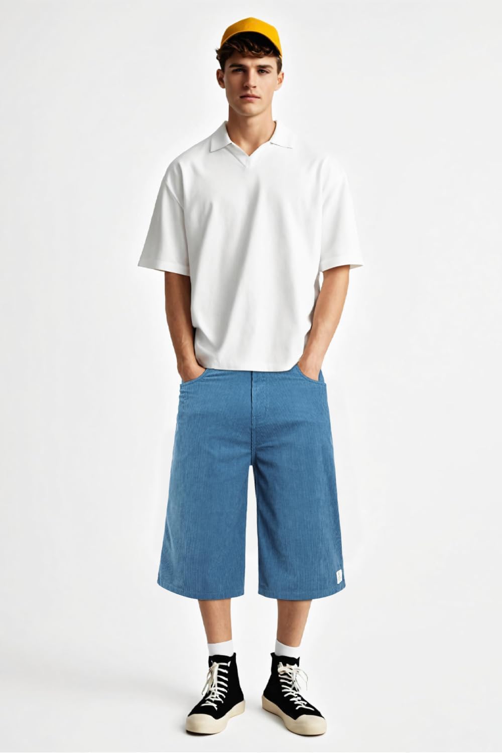 Heyfanee Men's Baggy Corduroy Shorts Loose Fit Lightweight Shorts for Men Below Knee 15 Inch Inseam Blue 36 image 6 of 6 B0F59Y27VF