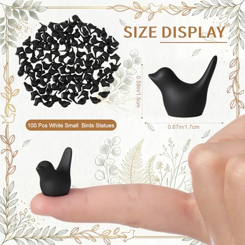 Figuritas negras de pájaros miniatura de resina, 100 pcs miniatura 2