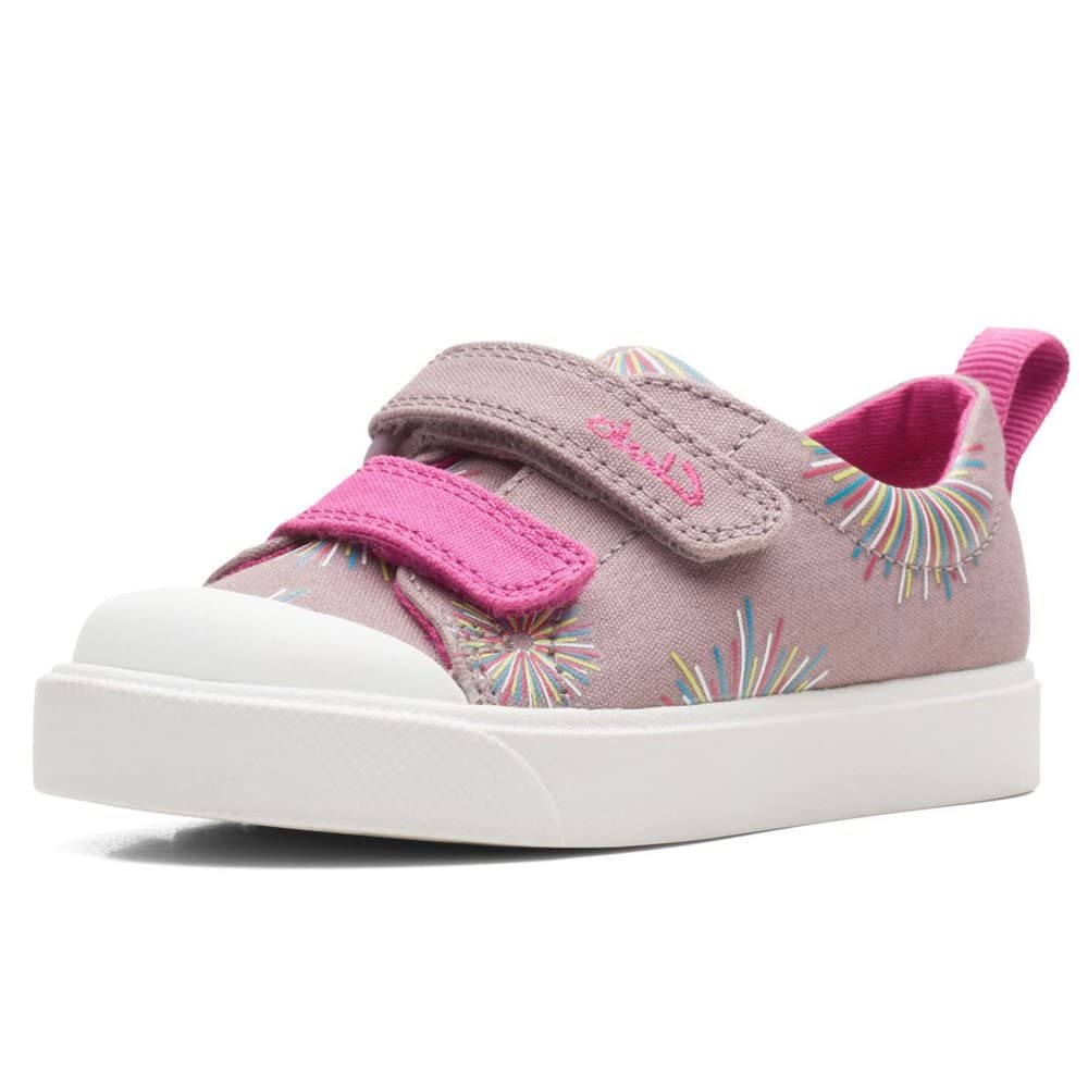 Clarks Girl's City Bright T Low-Top Sneakers, Dusty Pink, 4.5 UK Child Wide