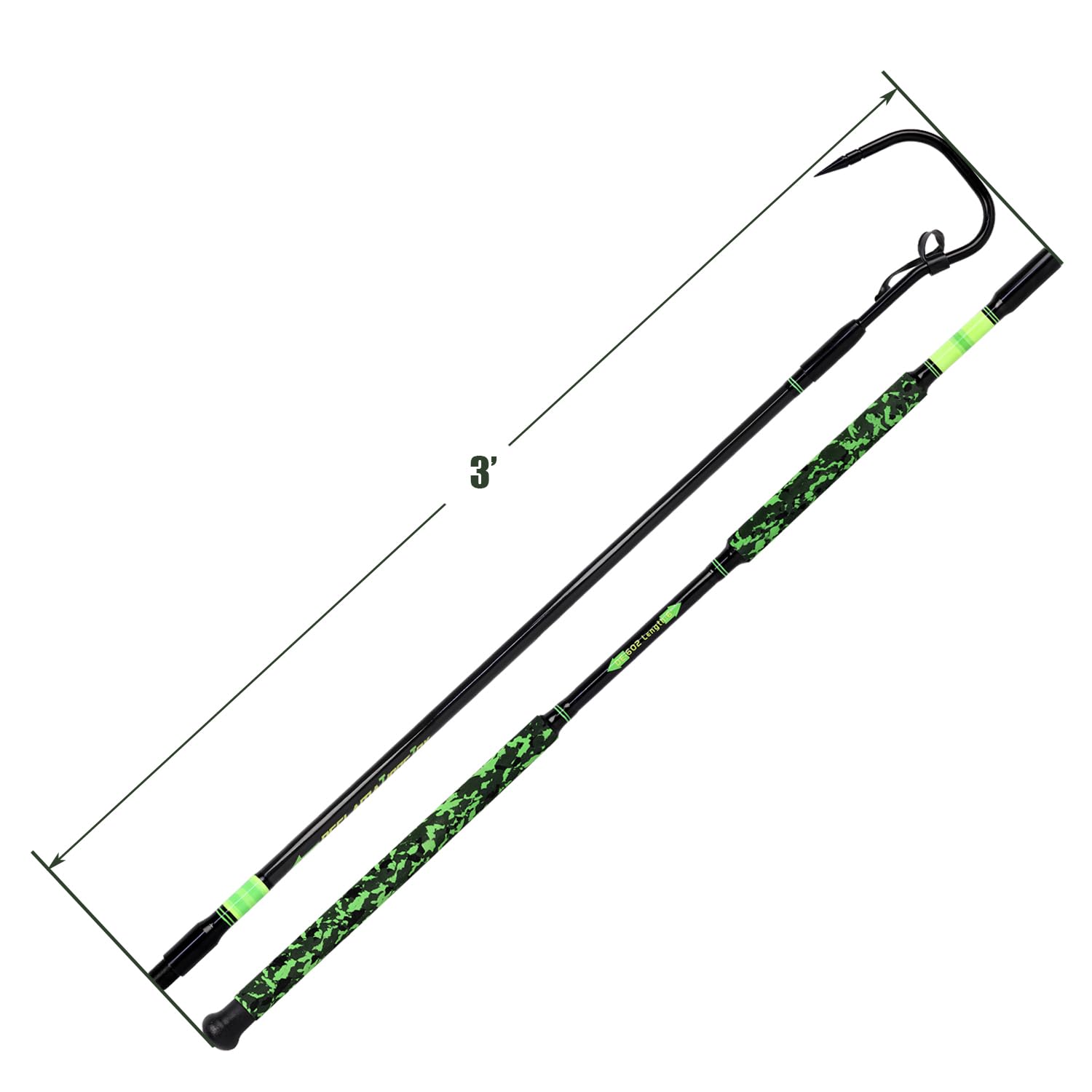 Fiblink Fishing Gaff Tragbarer Reisefisch-Gaff mit S316 Edelstahl, Angelhaken, rutschfester Camouflage-Griff, 1 Stück/2 Stück, Gaff für Salzwasser, Offshore, 1,2 m, 1,8 m, 2,3 m