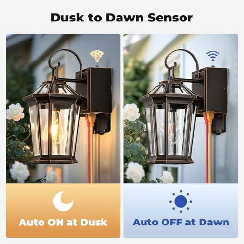 Image of Gleamz Porch Lights Outdoor with GFCI Outlet, Dusk to Dawn Outdoor Lighting