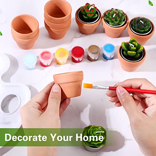 Treela 6 Pcs Succulent Candles Decorative Cactus Candles Tealight Candle Novelty Tea Cactus Candle Handmade Baby Shower Home Decorations Plant with Mini Terracotta Clay Holders for Birthday Wedding - Image 7