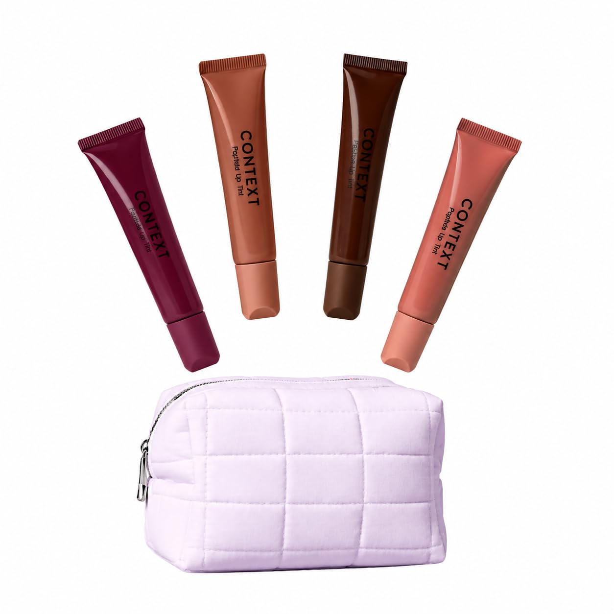 CONTEXT SKIN Deep Shades Lip Tint Bundle – Velvet Lip Tints with Shea Butter & Peptides, Hydrating Buildable Long Lasting Non Sticky Lip Color, Includes Free Makeup Pouch (Set of 4) (Multi Color)