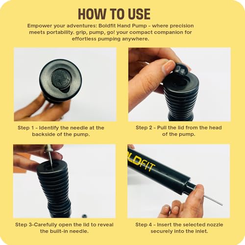 Image of Boldfit Football Hand Pump with Needle for Basketball with Pin Double Action Volleyball Hand for Pumper Air for Ball with Needle