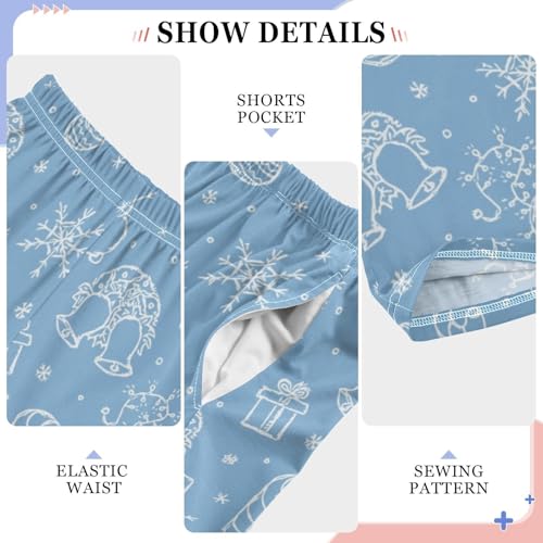 Boys' Pants Christmas Snow Doodle Blue Long Bottoms Jogger Pants Elastic Waist Trousers with Pockets S-XL4