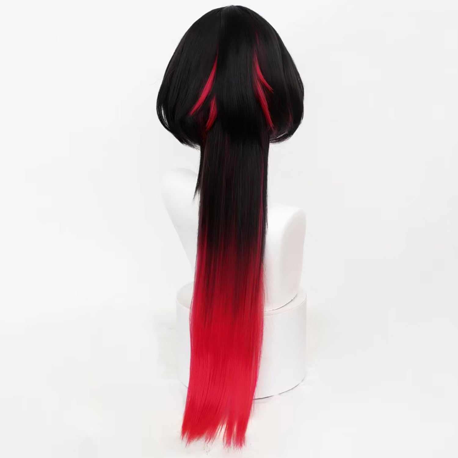 Black Gradient Red Bob Style Straight Wig with Heat Resistan Synthetic Hairs for Adult Women Halloween Cos Anime Party Replacement Wigs - Image 4
