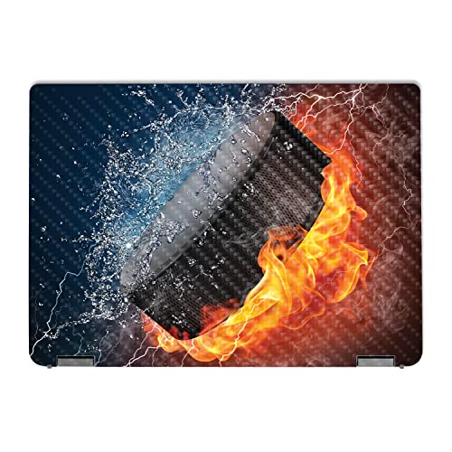 MightySkins Carbon Fiber Skin Compatible with Lenovo IdeaPad Flex 5 14" (2022) Full Wrap Kit - Hockey Fire | Protective, Durable Textured Carbon Fiber Finish | Easy to Apply | Made in The USA