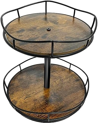 Wood Lazy Susan Organizer Spice Rack – Revolving 10 inch Space Saving Turntable for Kitchen Countertop Pantry Cabinet Organization Storage, Black