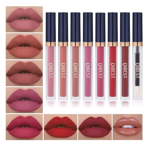QiBest 7Pcs Matte Liquid Lipstick + 1Pcs Lip Plumper Makeup Set Kit, Pigmented Long Lasting Lip Gloss Set, Velvet Waterproof Halloween Lip Makeup Valentine's Gift Sets for Girls and Women