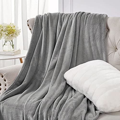 Walensee Grey Fleece Blanket Plush Throw Fuzzy Lightweight (Throw Size 50X60 Grey) Super Soft Microfiber Gray Flannel Blankets For Couch, Bed, Sofa Ultra Luxurious Warm And Cozy For All Seasons #TOP6