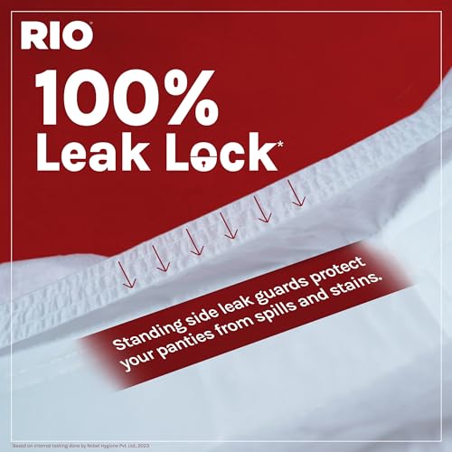 Image of RIO Heavy Flow XXL Sanitary Pads 40 Pieces (Pack of 4) with 350mm coverage, Side Leak guards, Wings for Heavy Flow, 2X High Absorption with Leak Proof Side Walls, Anti-Bacterial, Double Wings.
