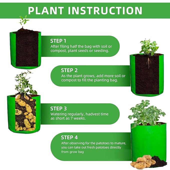 Image of Grow Bags 12x12 inch 5 Peace 15x6 inch 5 Peace,Terrace Gardening, Vegetable, Fruits Planting Bags Combo Pack (10.)