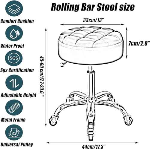 Tabouret roulant réglable avec support dorsal pour salon de massage - 3