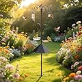 83" Bird Feeding Station Kit with Metal Squirrel Baffle, Heavy Duty Metal Bird Feeding Station with Seed Tray?Mesh Basket, Easy Assembly Ground Mounted Bird Feeder Pole for Garden Yard Outdoor