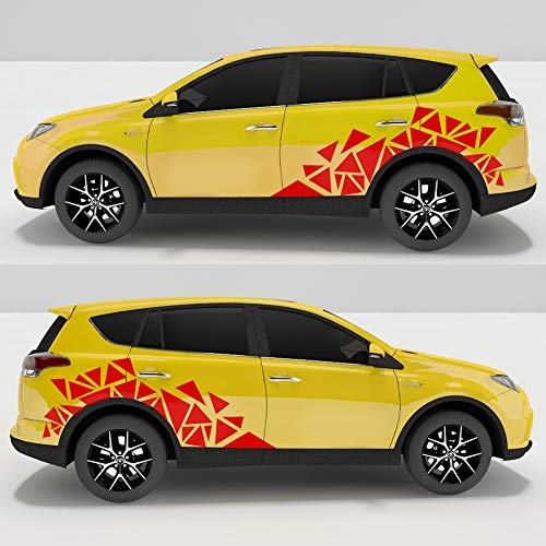 Image of 2 Pieces Triangle Car Decals Vinyl Decal Car Graphics DIY Car Body Sticker, Red