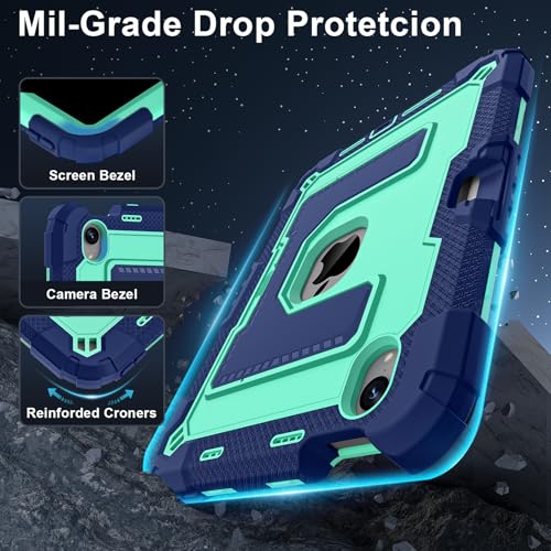 Protection iPad mini 7 2024 antichoc avec béquille intégrée et support stylet bleu - 3
