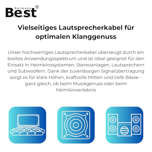 Miniatura 4 de Germany B.E.S.T Cable De Altavoz De 100 M, 2 X 2,5 Mm , Para Altavoces Y Sistemas De Cine En Casa, Cable De Alta Fidelidad Cca Cobre Aluminio