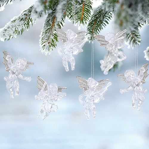 16 Stück Acryl Christbaumschmuck Engel Weihnachtsbaum Anhänger,Mini...