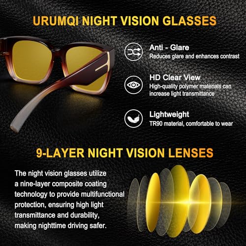 Image of URUMQI Night Driving Glasses Polarized Fit Over Night Vision Glasses Women