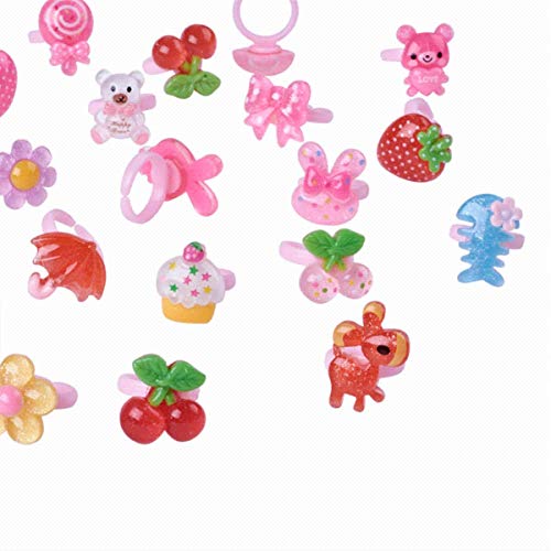 Ngel Little Girl Cute Lovely Jewellery Rings Girl Pretend Play and Dress Up Rings for Party Rings Set Cartoon Cute Kids Accessory Gift for Children (Pack of - 24) 4