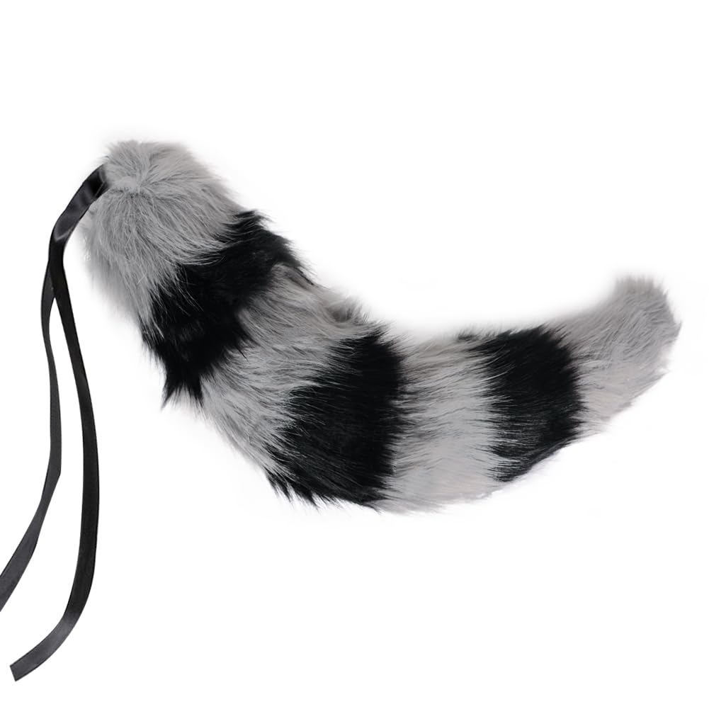 XINCHIA Faux Fur Fox Cat Ears Headband Tail Set Fluffy Wolf Fox Cosplay Costume Hair Hoop Long Tail Kit Animal Dress Up Fancy Dress Hairband Accessories Halloween Role Play Party Costume for Adults - Image 4