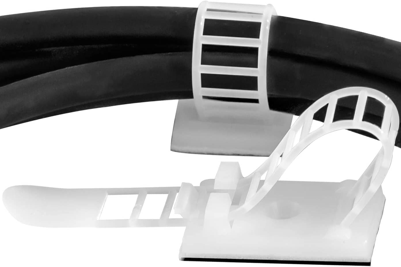 - Pro-Grade, Adhesive-Backed Cable Straps 50 Pack. High-Strength, White Clamps for Electrical Wire Management and Organization. Tool-Free Installation for Home Or Office. Screw-Mount for Permanent Hold