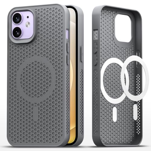 Image of Pikkme Back Cover for iPhone 12 /12 Pro | Honeycomb Cooling Design | Silicone Heat Dissipation | Mag-Safe Compatible | Shockproof Camera Protection Bumper Case (Grey)