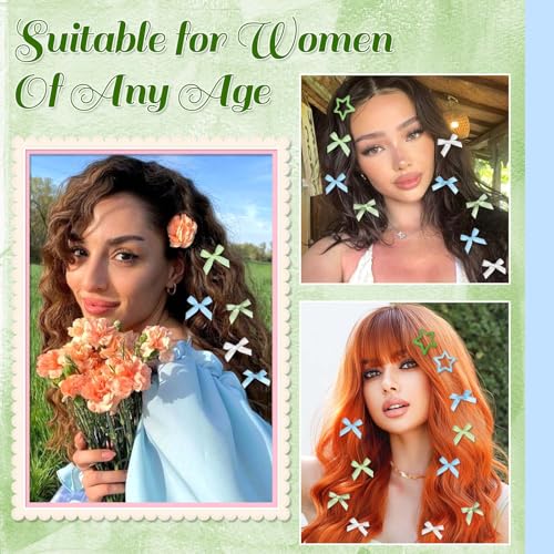 Mini pinces à cheveux étoile verte de qualité avec nœud en ruban satiné