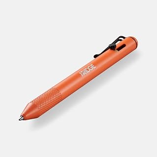 Ridge Bolt Action Pen - CNC Machined Everyday Carry Pen, Knurled Grip, Pressurized Refill, Manganese Spring Steel Clip, Compact Pocket EDC Pen with Schmidt EasyFlow 9000 (Basecamp Orange)