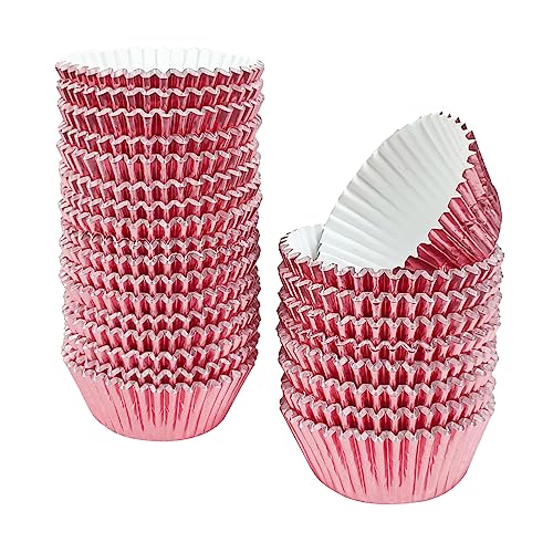 Rose Gold Cupcake Liners for Baking,GOLF 500 Pack Standard Size Red Foil Cupcake Liners Wrappers Metallic Baking Cups,Muffin Paper Cases