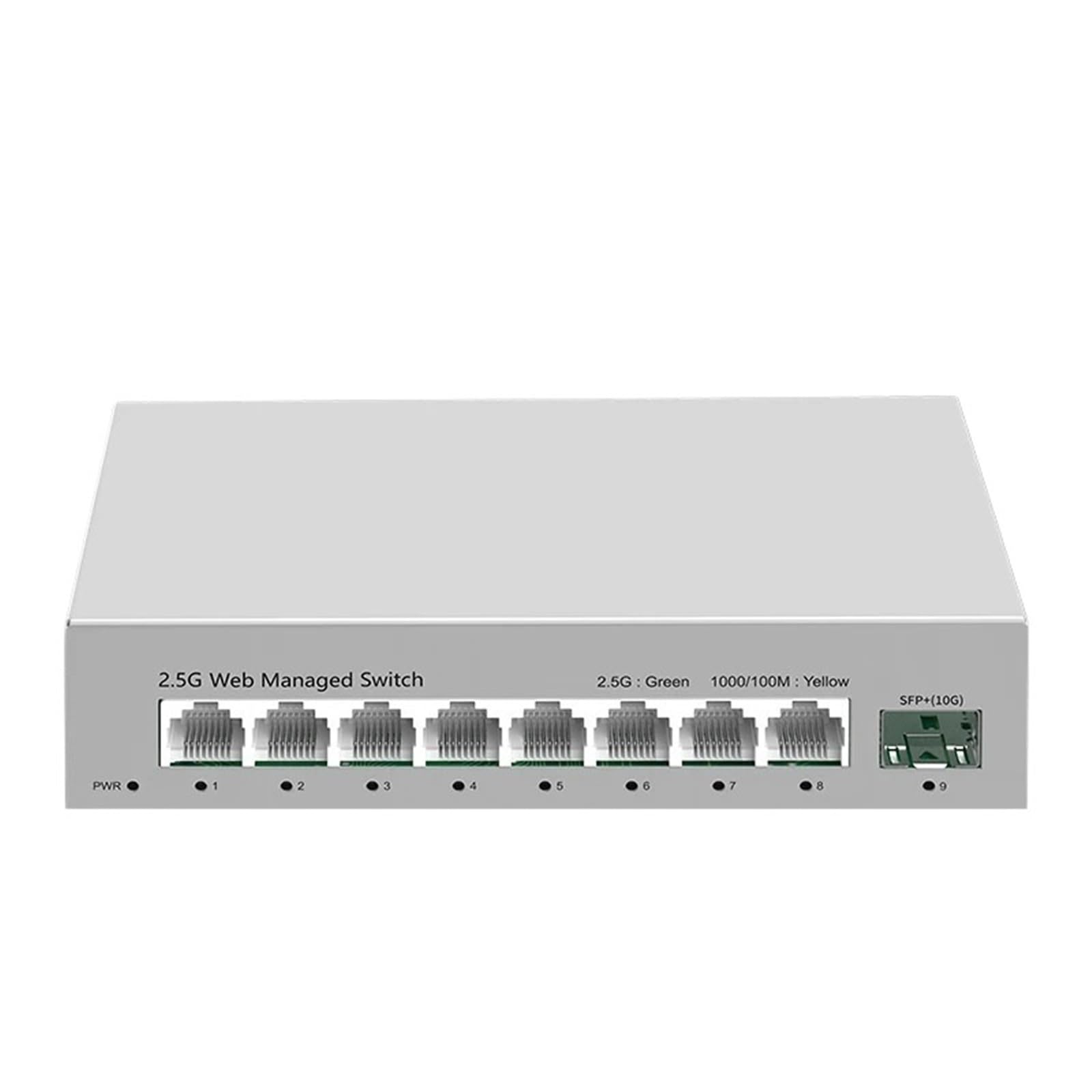 Przełącznik przemysłowy Zarządzany przełącznik 2,5 GbE, 8-portowy przełącznik sieciowy 2,5 GBASE-T, gniazdo 10G SFP+, łącze w górę, zarządzane przez sieć (adapter AU)