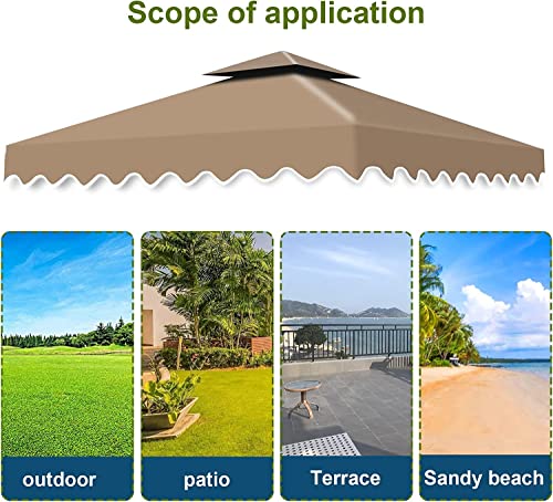10'X10' Gazebo Canopy Top Replacement, Double Tier Gazebo Canopy Replacement Top Cover with Air Vent, Grill Gazebo Top Roof for Shop Garden Patio Yard Outdoor, Pavilion Cover Sunshade