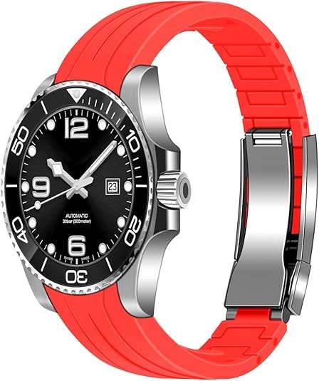 YISIWERA 18mm 20mm 22mm Rubber Watch Band Curved Ends, Soft Black Silicone Watch Bands Strap with Solid High Polised Brushed Double Lock Buckle for Men Women