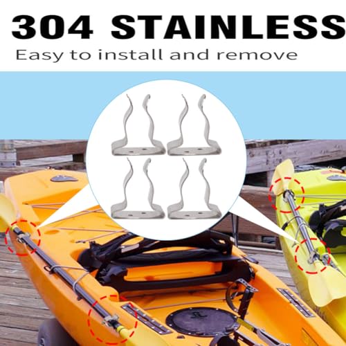 COC-LF 4 Pieces Boat Hook Holder Stainless Steel Spring Clamp Boat Oar Holders Marine Spring Clip Silver Bracket Clip (Small) - Thumbnail 5