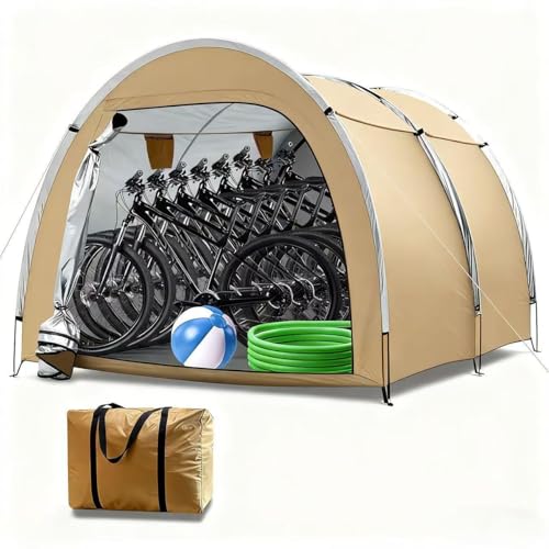 Abri de rangement pour vélo, abri de rangement portable extérieur pour vélo avec tissu Oxford 210D imperméable pour 6 à 8 vélos, housse de vélo pour moto, outils de jardin, jouets, tondeuse à gazon