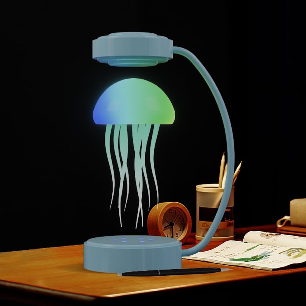Floating Gradient Jellyfish Lamp Magnetic Levitating Night Light 360° Spinning in The Air Freely Decorative Lamps for Home Office
