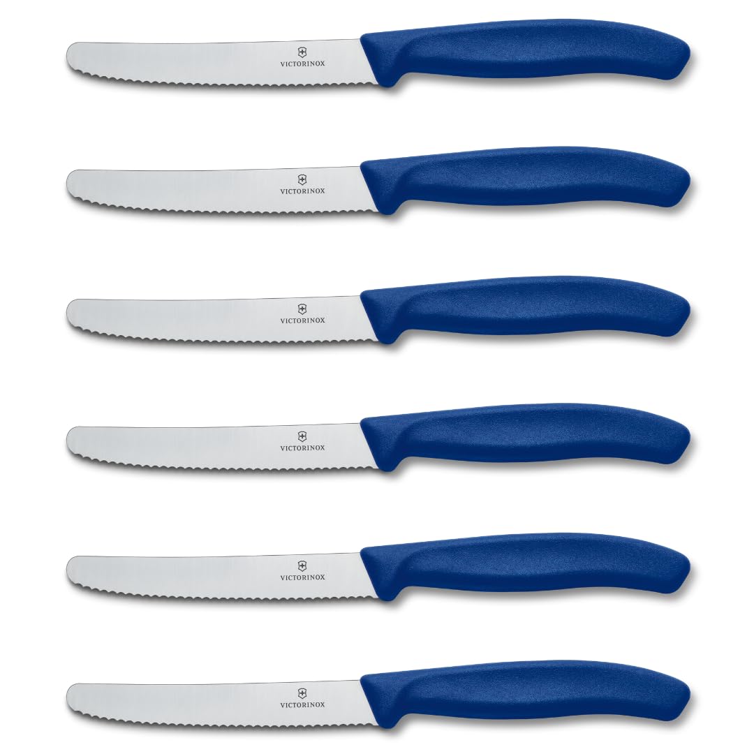 Victorinox Swiss Classic Tomato and Table Set, 6 Pieces Paring Knife, Set of 6, Blue