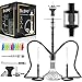 Biguy® Premium Shisha Set|Alu Wasserpfeife 91cm,mit 2 schläuche und Glas-mundstück |4 Anschlüssen – 18/8 Schliff | Shisha Kopf Set&Tabak Sieb|Molassefänger|Base Closed Chamber|Reinigungskit|Schwarz