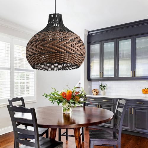 Teru Ji Kaikang 15" Rattan Pendant Light,Brown Hanging Light by Teru Ji Kaikang - Used condition - Image 9