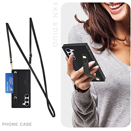 Ephoou Capa para Samsung Galaxy S23 com alça de pulso transversal, à prova de choque com slot para c