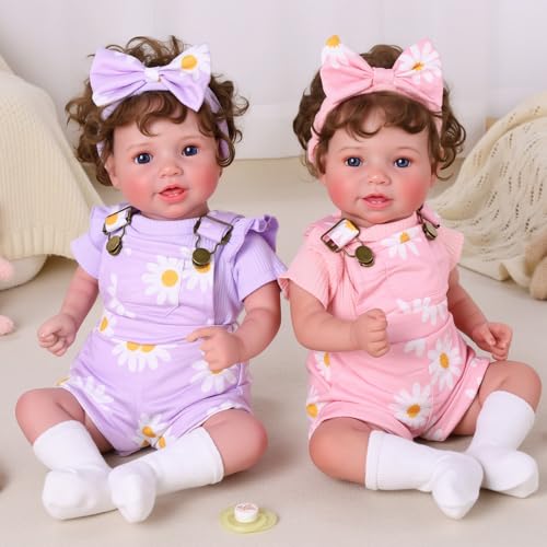 BABESIDE Reborn Baby Dolls Twins - 20 inch Cute Soft Vinyl Poseable Body Realistic Baby Doll Real Life Baby Dolls with Accessories Gifts for Kids Age 3+ Pretend Play & Collection